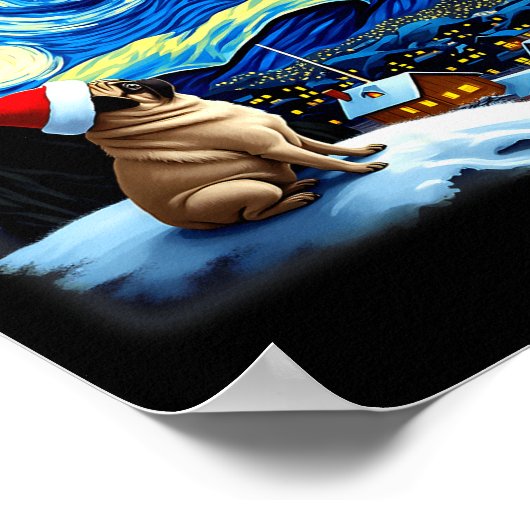 Poster Christmas Pug Starry Night (Coin)