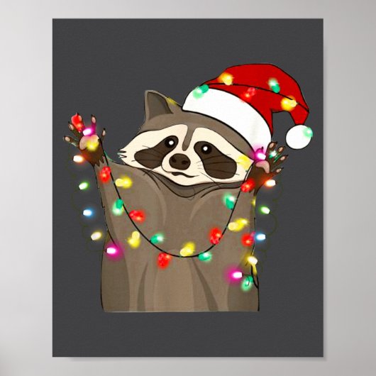 Poster Christmas Racoon Swea,funny Christmas Lights Racco (Devant)
