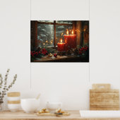 Poster Christmas Red Candles Wintery Window (Cuisine)
