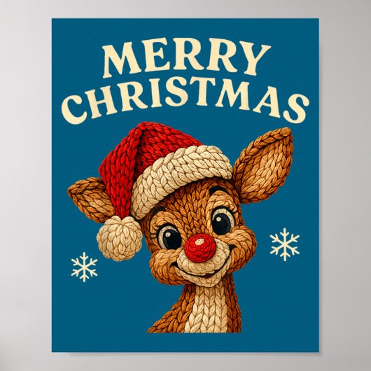 Poster Christmas Reindeer Crochet Cute Merry Christmas Re (Devant)