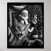 Poster Christmas Santa Claus Merry X-mas Funny Cat Selfie (Devant)