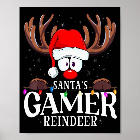 Poster Christmas Santa's Gamer Reindeer Matching X-mas (Devant)