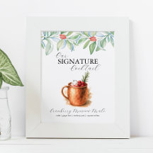 Christmas Signature Cocktail Bar Signs