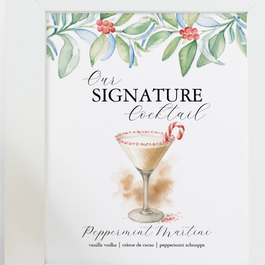 Poster Christmas Signature Cocktail Bar Signs Martini