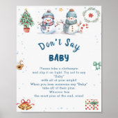 Poster Christmas Snowma"Don't Say Baby" Baby shower Jeu (Devant)