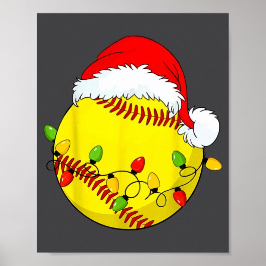 Poster Christmas Softball Xmas Santa Srts Hat Mens Womens (Devant)