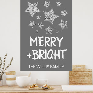 Poster Christmas Sparkle Stars Joyeux Nom de famille