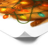 Poster Christmas Squirrel Santa Hat Wrapped In Lights Fun (Coin)