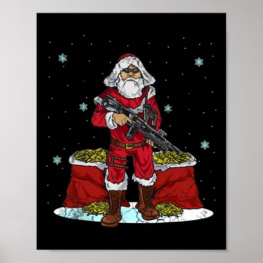 Poster Christmas Tactical Santa Claus 2nd Amendment Gun R (Devant)