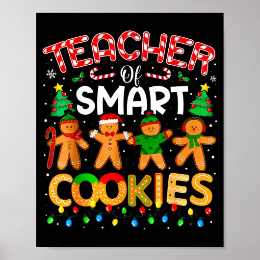 Poster Christmas Teacher Of Smart Cookies Funny Cute Ging (Devant)
