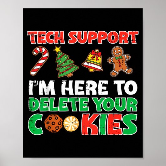 Poster Christmas Tech Suprt Delete Cookies Funny Xmas Men (Devant)