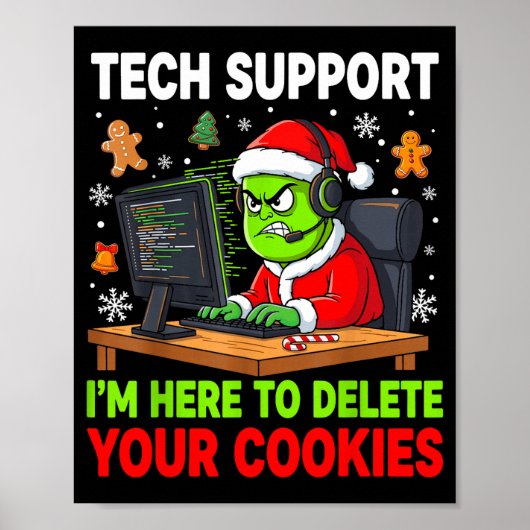 Poster Christmas Tech Suprt Here To Delete Cookies Holida (Devant)