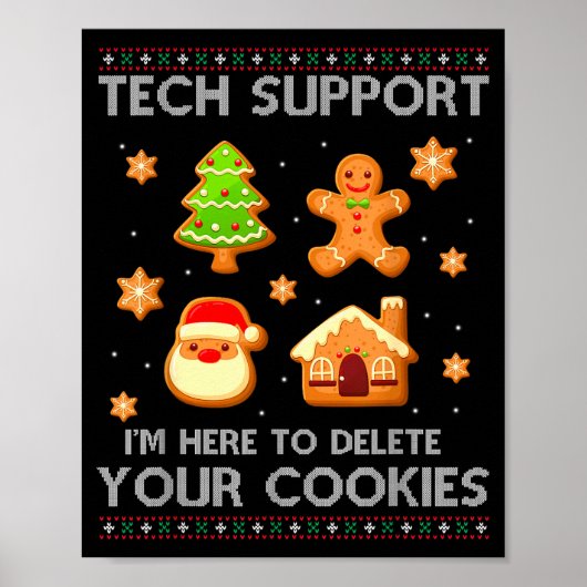 Poster Christmas Tech Suprt Here To Delete Cookies Ugly S (Devant)