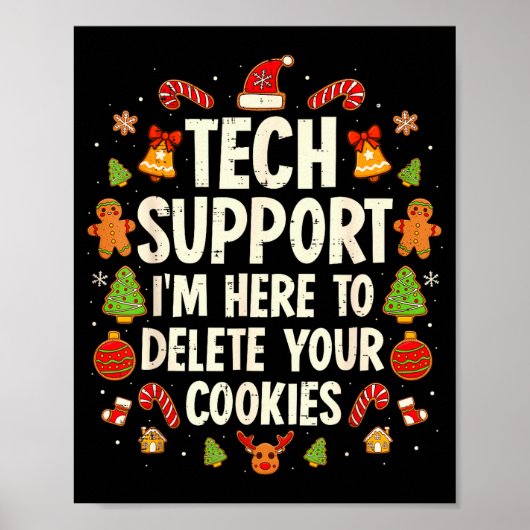 Poster Christmas Tech Suprt Here To Delete Cookies Xmas M (Devant)