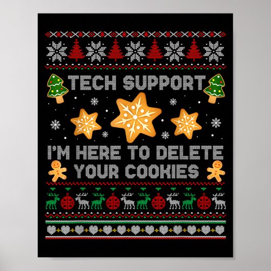 Poster Christmas Tech Suprt Here To Delete Cookies Xmas P (Devant)