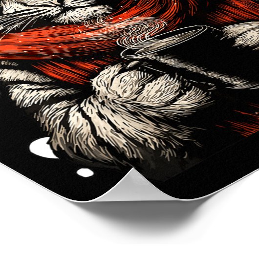 Poster Christmas Tiger With Santa Hat Coffee Lover Funny  (Coin)