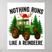 Poster Christmas Tractor Farm Nothing Runs Like A Reindee (Devant)