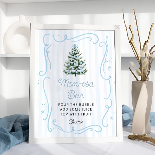 Poster Christmas Tree Blue Baby Shower Mom-osa Bar