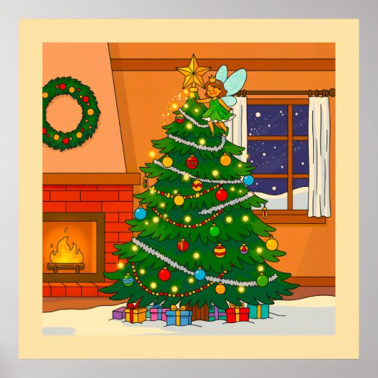 POSTER CHRISTMAS TREE BRITE CARTOON COLORS (Devant)