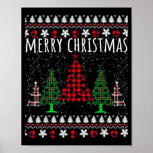 Poster Christmas Tree Buffalo Gingham Plaid  (Devant)