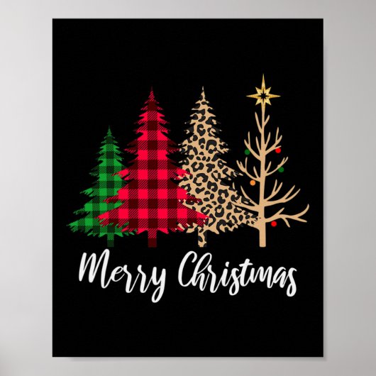 Poster Christmas Tree Buffalo Plaid Red Green Leopard Xma (Devant)