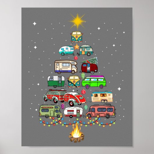 Poster Christmas Tree Camper Vehicles Camping RVing Trail (Devant)