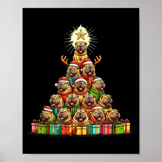 Poster Christmas Tree Chinese Shar-pei Shar Pei (Devant)