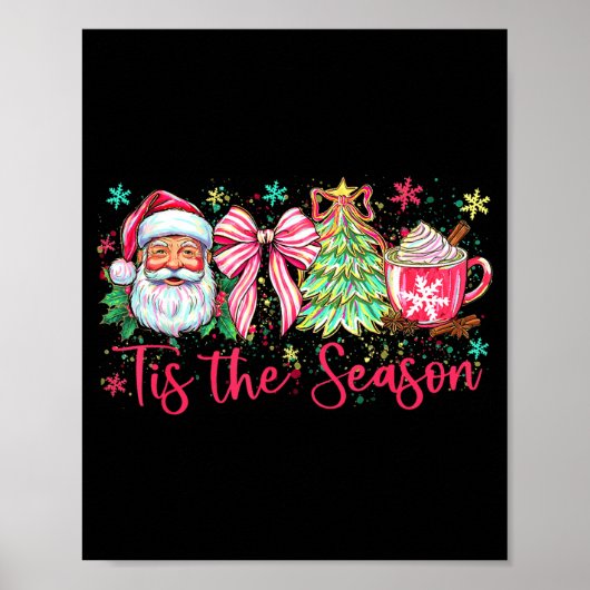 Poster Christmas Tree Santa Coquette Bow Cocoa Tis The Se (Devant)