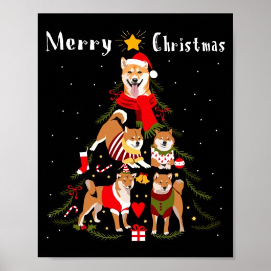 Poster Christmas Tree Shiba Inu Lover Xmas Dog Owner New (Devant)