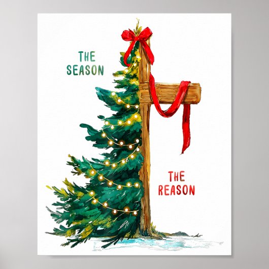 Poster Christmas Tree The Season Jesus Cross The Reason  (Devant)