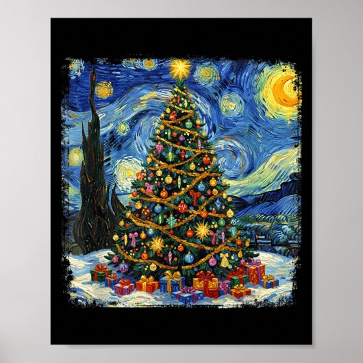 Poster Christmas Tree Van Gogh Starry Night Christmas 202 (Devant)