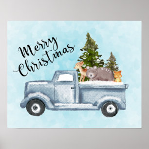 Poster Christmas Truck Carrying Trees & Animals