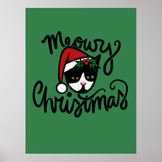 Poster Christmas Tuxedo Cat