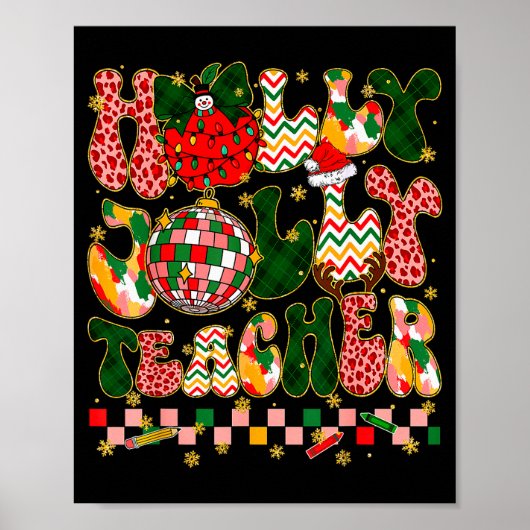Poster Christmas Vibes Teacher Leopard Snowman Xmas Men W (Devant)