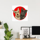 Poster Christmas Wheaten & Black Scotties (Bureau à domicile)