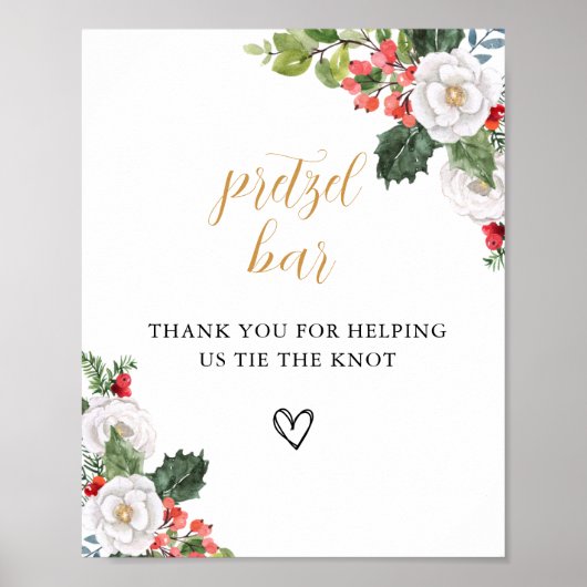 Poster Christmas Winter Pretzel Bar Bridal Shower Sign (Devant)