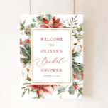 Poster Christmas Winter Red Bridal Shower Welcome Sign<br><div class="desc">Christmas Winter Red Bridal Shower Welcome Sign Poster</div>