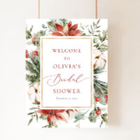 Christmas Winter Red Bridal Shower Welcome Sign