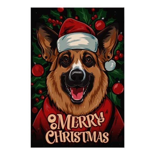 Poster Christmas with German Shepherd (Devant)