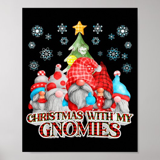 Poster Christmas With My Gnomies Plaid Gnome Group Pajama (Devant)