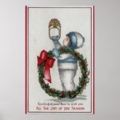 Poster ChristmasKid Holding Wreath Knocking (Devant)