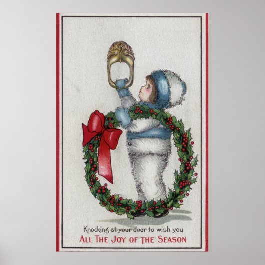 Poster ChristmasKid Holding Wreath Knocking (Devant)