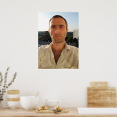 Poster Christophe LEROY Chemise blanche balcon bleu (Cuisine)