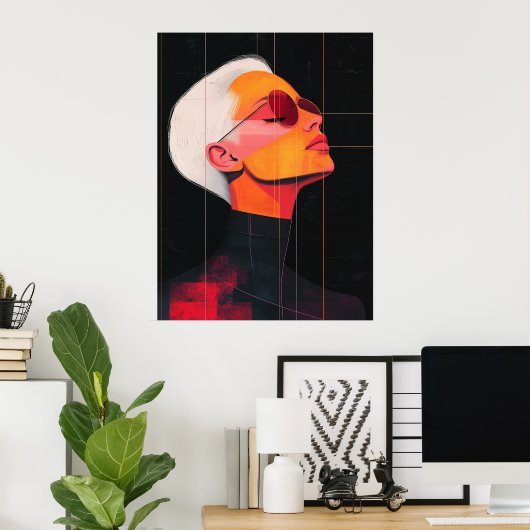 Poster Chromatic Contours — Modern Woman Portrait (Bureau à domicile)