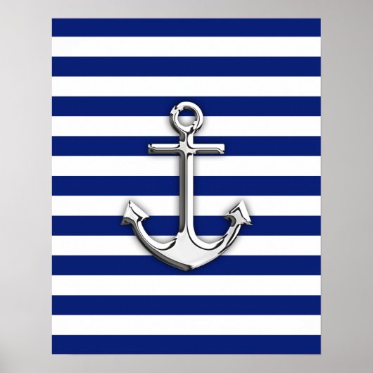 Poster Chrome Anchor on Navy Stripes (Devant)