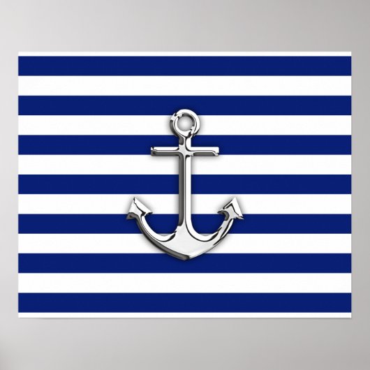Poster Chrome Anchor on Navy Stripes (Devant)