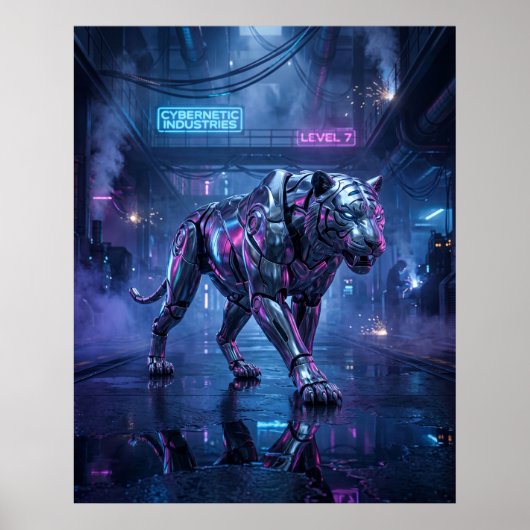Poster Chrome Chasse au Tigre (Devant)