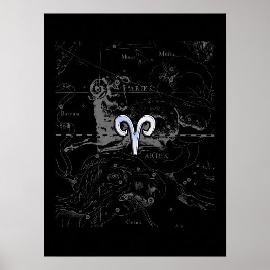 Poster Chrome comme Aries Symbole Zodiac sur Hevelius (Devant)