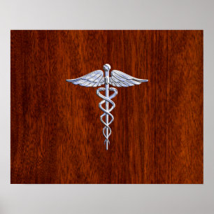 Poster Chrome Comme Caduceus Symbole Médicale Mahogany Br
