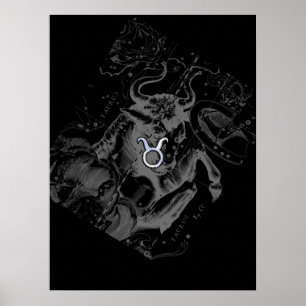 Poster Chrome comme Taurus Zodiac Connexion Hevelius Blac